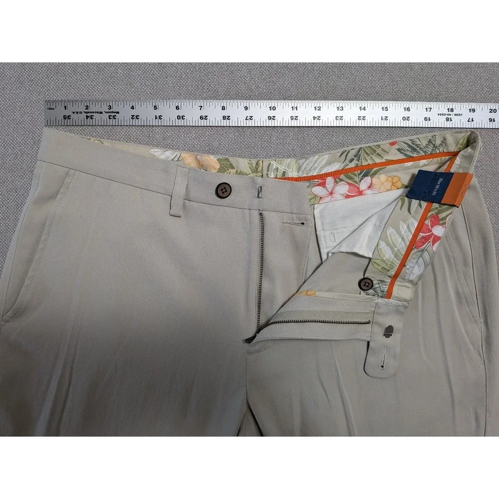 Tommy Bahama Men's Khaki Pants 36x30 Silk Flat Front Chinos Summer Vacation